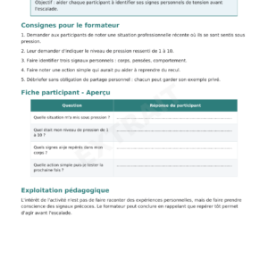 Gérer le stress et les conflits au travail – Support pédagogique complet pour formateur
